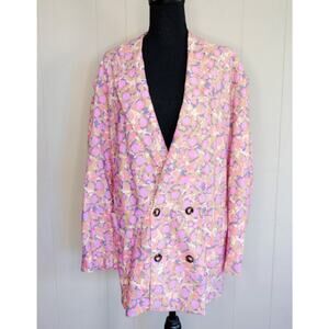 Aureta Oversized Pastel Floral Ladies Jacket Size Large